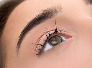Young woman with eyelash loss problem, closeup