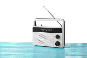 Retro radio on white background