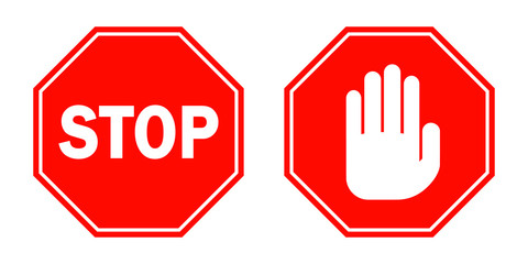 Red STOP signs. Vector illustration. - obrazy, fototapety, plakaty
