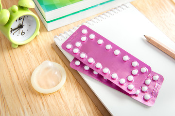 Contraceptive pill or Birth control pill with condom