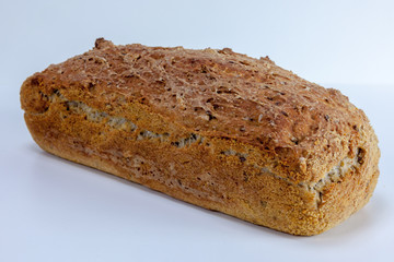 homemade wheat-Rye Bread on the white background