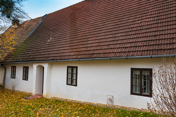 Fototapeta na wymiar Colorful old Anabaptist house in Velke Levare (Slovakia)