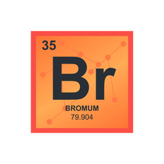 Vector symbol of Bromine from the Periodic Table of the elements on the background from connected molecules