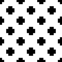 Black Crosses on White, Seamless Pattern.
