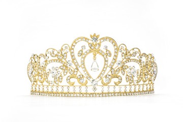 golden crown on a white background - obrazy, fototapety, plakaty