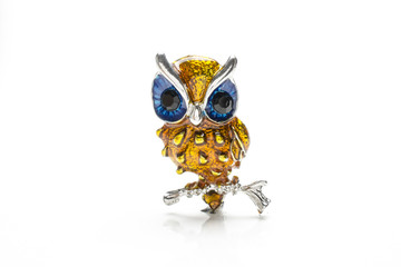 brooch owl isolated on white