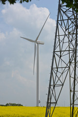 Fototapeta na wymiar eolienne EDF Luminus vent energie electricite renouvelable vert vert
