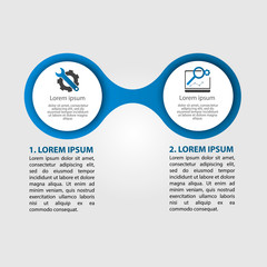 Infographics circular vector banner of 2 steps. Vector pattern illustration of two elements of balls, bubbles for business presentations, design, education