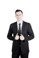 Caucasian businessman with formal suit in studio