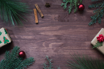 Christmas background brown wooden