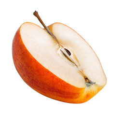 Closeup of red apple half isolated 