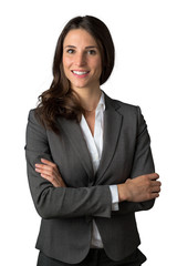 Fun loving sincere likable young business woman executive legal stylish attorney look