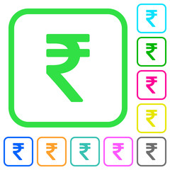 Indian Rupee sign vivid colored flat icons icons