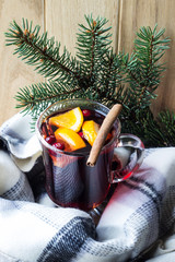 Mulled wine. Place for the inscriptions. Top view.