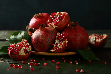 Sweet pomegranates on plate