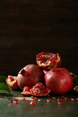 Still life with pomegranates