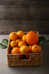 Fresh oranges in box