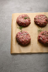 raw minced meat on paper