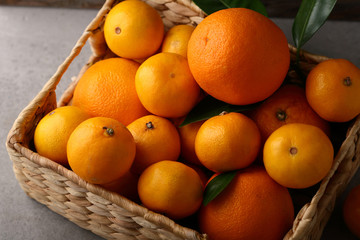 Fresh oranges in box