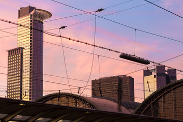 frankfurt am main germany central train station in the evening