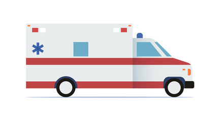 Ambulance car flat design icon. Vector illustration.