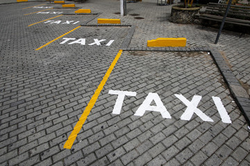 Signposted taxi stand in the street