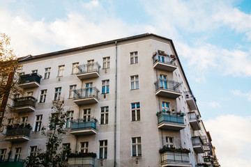 white vintage corner house in germany