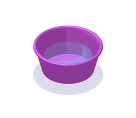 Water bucket  isometric 3d vector illustration with washing equipment, container or  basin with water