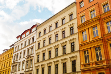 Fototapeta na wymiar residential houses at berlin with orange facade