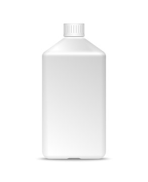 White square plastic bottle with screw cap. Mock-up vector illustration