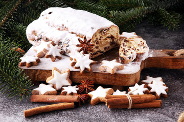 Christmas stollen and cookies. Traditional German festive baking