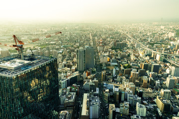 Skyline Panorama View Nagoya Megacity from Midland Square