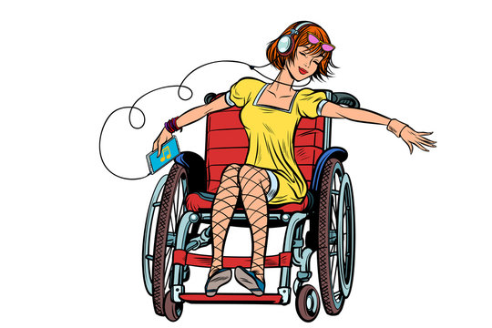 Dancing girl in a wheelchair, audio and music