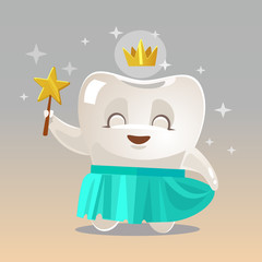 Happy smiling Tooth Fairy character. Vector cartoon illustration