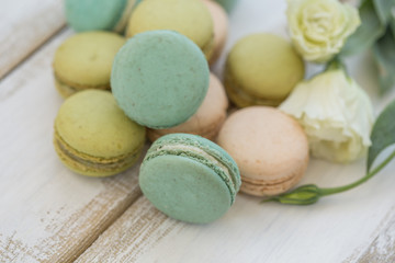 Green and pink macaroons