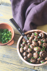 Bowl of soy balsamic roasted mushrooms