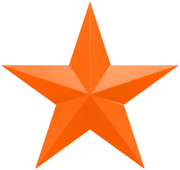 Christmas Star orange - 5 point star - isolated on white