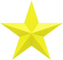Fototapeta premium Christmas Star yellow - 5 point star - isolated on white