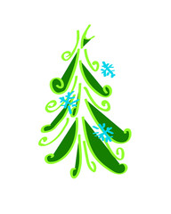 Christmas tree from beautiful snowflakes pattern for greeting card Happy New Year Christmas. Handmade.