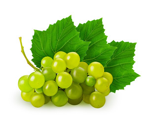 Ripe bunch green grape with leaf