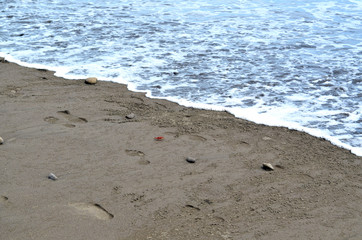 Waves touching the beach