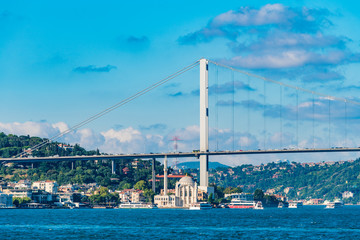 Istanbul Bosphorus and Bridge View. Bosporus bridge connecting Europe and Asia in Istanbul