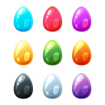 set of colorful eggs