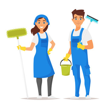 cleaning service man and woman