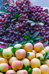 Apples and grapes. Fruit background