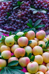 Apples and grapes. Fruit background