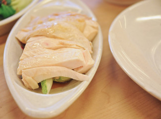 Delicious legendary Singaporean Hainanese chicken rice