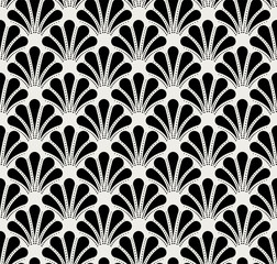 Vintage Art Deco Seamless Pattern. Geometric shell decorative texture. 