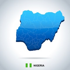 Fototapeta premium Nigeria - map and flag - Detailed Vector Illustration