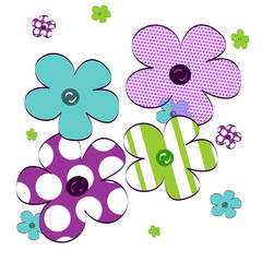 Patr&oacute;n con varias flores abstractas como recurso gr&aacute;fico